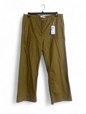 LL Bean Signature Pants Sz 16 M/T Tidal Marsh Tencel/Lyocell Pockets Wide Leg